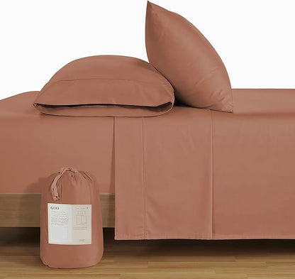LANE LINEN Full Size Bed Sheets Set - 600 Thread Count Full Sheet Set - 100% Cotton Sheets Full Size Bed Set - Soft Cotton Bed Sheet Set - Sateen Weave Hotel Sheets - Luxury Full Sheet Set - Rose Dawn