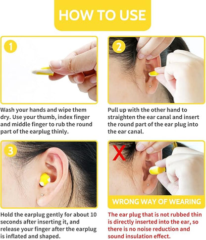 LYSIAN Foam Earplugs - 60 Pairs, 38dB Ear Plugs for Sleeping Noise Cancelling, Mowing, Shooting,Double Color Yellow/White
