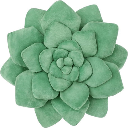 3D Shaped Pillow - 13.8'' Flower Pillow, Plant Cushion for Bedroom, Home Decor - Soft Plush Decorative Throw Pillow, Unique Green Plant-Shaped Design