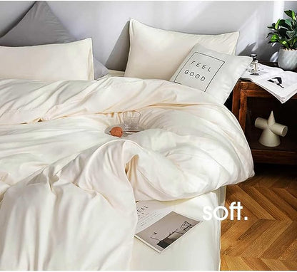 Nanko Beige Queen Size Comforter Set, Spring Soft Microfiber Reversible Down Alternative Quilted Duvet Insert, Modern Farmhouse Neutral Bedding Sets Bed in a Bag for Women Men,88 x 90 inch 3pcs, Cream