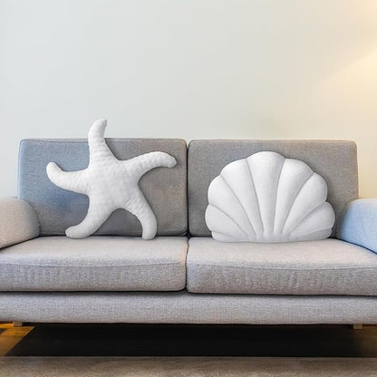 Newwiee 2 Pcs Starfish Pillow 14 x 11 Inch Seashell Throw Pillows 20 Inch Beach Starfish Shaped Throw Pillows Soft Home Decorative Pillow Cute Plush Coastal Decor for Bed Couch Living Sofa Room Decor