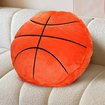 Basketball Pillow, 2 Pcs Basketball Plush Pillow Soft Fluffy Round Stuffed Sports Throw Pillows, Basketball Shaped Decorative Throw Pillow for Sofa, Bedroom, Sports Room, Home Decor Gifts 15.7"