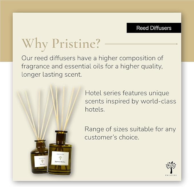 PRISTINE Lemongrass Reed Diffusers for Home & Bathroom | Fresh Lemongrass & Citronella Room Fragrance, Oil & Room Diffusers with Reeds Stick | Refreshing Home Fragrance Scent