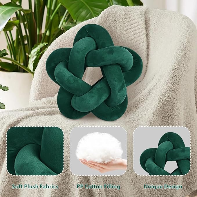 2 Piece Knot Pillows, Ivory Throw Pillows Knotted Star Cushion Decorative Plush Pillow for Bedroom Living Room, Ivory 12.59"