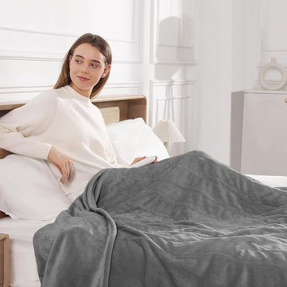Electric Blanket Queen Heated Blanket Queen Size 84''X 90'' Soft Cozy Flannel with Dual Controller Heating Blanket of 5 Heating Level & 10 Hour Auto Off, ETL & FCC Certified, Machine Washable