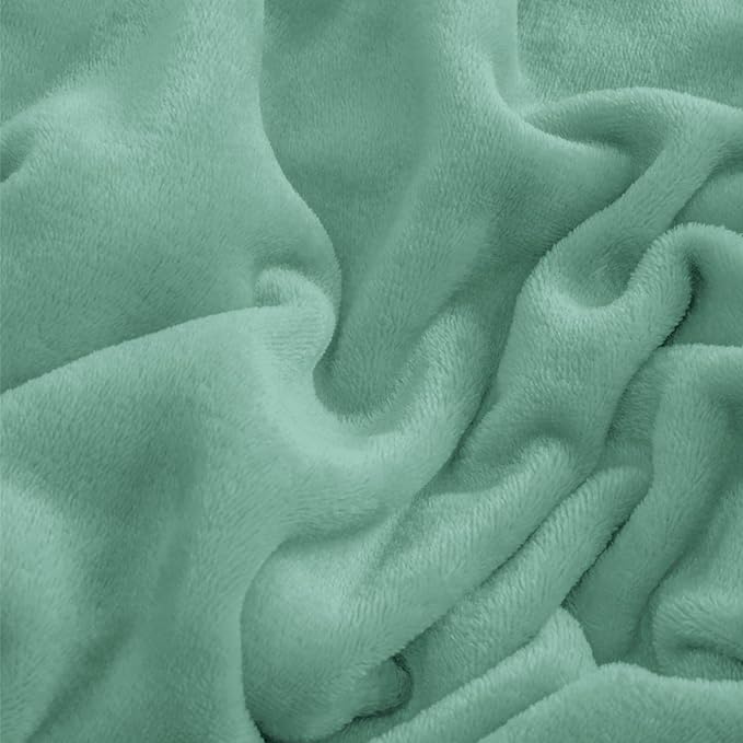 BEDELITE Flannel Sheets Twin Size Haze Blue - Super Soft Fleece Sheets Set Fluffy Extra Plush, 3 Piece(Include Fitted Sheet, Flat Sheet, 1 Pillowcase)