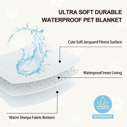 Waterproof Blanket for Dog Cat or Adult, Cute 3D Textured Paw Dog Blanket for Bed Couch Sofa, Soft Liquid Pee Proof Pet Furniture Protector, 50"x60", Green