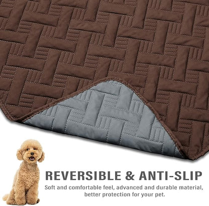 BOCTOPUG Dog Bed Cover for Pets - Blankets Rug Pads for Couch Protection Waterproof Bed Covers Dog Blanket Furniture Protector Reusable Changing Pad (Dark Grey+Brown, 20"x30")