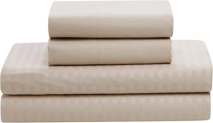 King Size Comforter Set 8 Piece Bed in a Bag with Bed Skirt, Fitted Sheet, Flat Sheet, 2 Pillowcases, 2 Pillow Shams, King, Dobby Beige