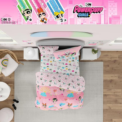 Franco Collectibles Powerpuff Girls Bedding 7 Piece Super Soft Comforter and Sheet Set with Sham, Queen, (100% Official Licensed Product)