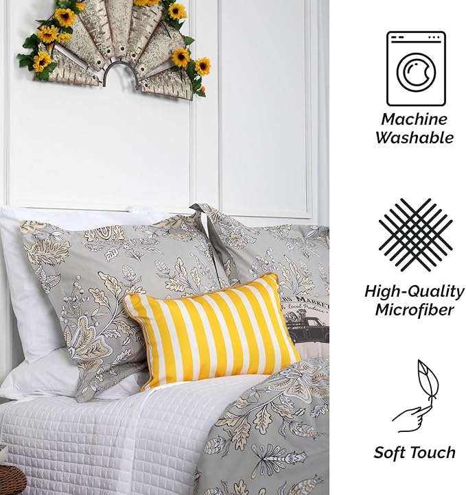 Southshore Fine Living, Inc. Vintage Garden Collection - Cal/King Comforter Set, Premium Bedding, All-Season Down Alternative, Summer Coverlet, Oversized 3-Piece Fluffy Comforter King Size, Sand