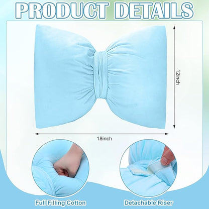 Blue 2 Pcs Bow Pillow 12 x 18 Inch Coquette Throw Pillows Large Bow Shaped Velvet Cushion Coquette Decorative for Girls Room Bed Sofa Couch Car Decorations