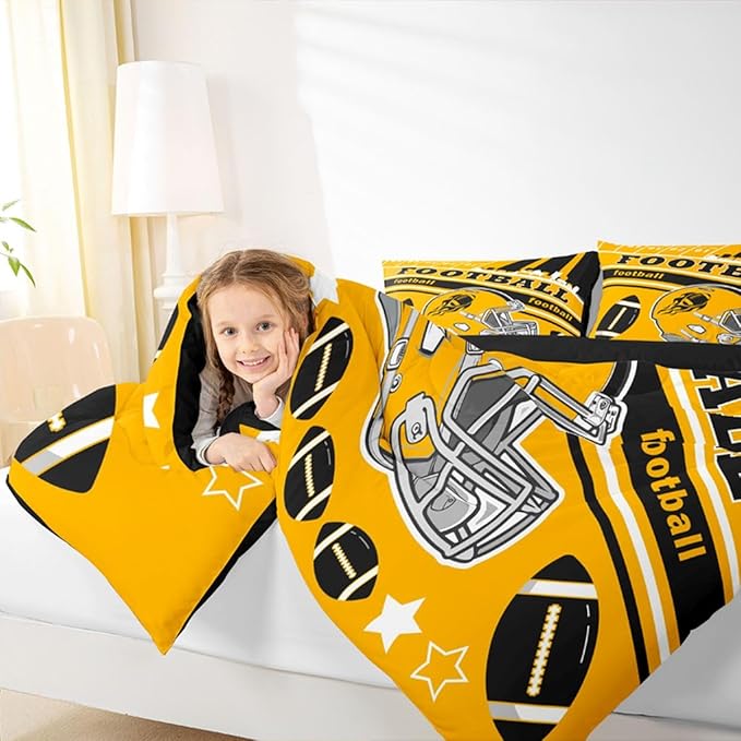 Feelyou Football Bedding Set Boys Girls Queen Size Rugby Sports Comforter Set Sports Themed Women Men Football City Duvet Quilt Bedroom Decor