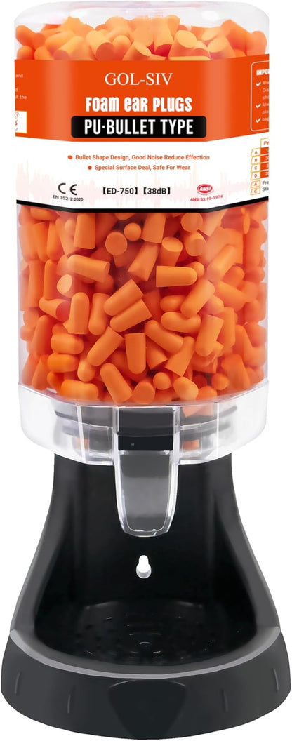 Ear Plug Dispenser,with 1000Pcs Refillable SNR 38dB (NRR 33dB) Noise Foam Earplugs,Wall-Mounted,Hearing Protection for Shooting,Construction Site,Work