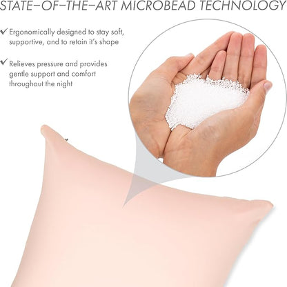 PILLOWY 20" x 20" Throw Pillow - Cream Peach: 1 PCS Luxurious Premium Microbead Pillow with 85/15 Nylon/Spandex Fabric. Forever Fluffy, Outstanding Beauty & Support. Silky, Soft & Beyond Comfortable