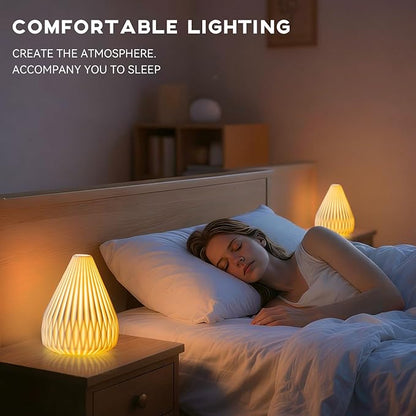 9.1" Modern Ceramic Table Lamp,White Bedside Table lamp, Night Lamp,Decorative Lamp,Ambient Lighting,Artistic lamp,Suitable for Living Room, Bedroom, Entrance, Kitchens, Corded, Bulb Included