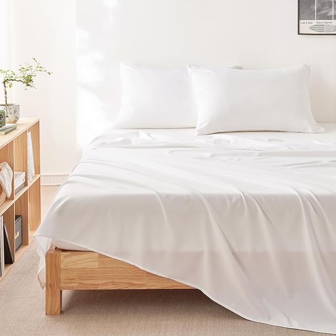 Wake In Cloud - Striped Comforter Set with Sheets, Ticking Stripe Vertical Pinstripe Neutral Farmhouse Pattern Printed, 5 Pieces Bed in a Bag, Blue White, Twin Size