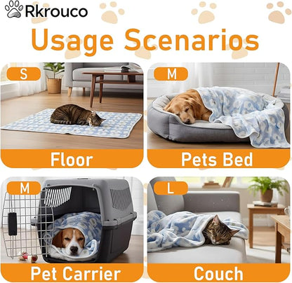 Three Piece Pet Blanket Set for Dogs Cats Soft Comfy Puppy and Kittens Bed Blanket Fluffy Fleece Pets Throw with Cute Patterns (Large 41x30 inch, Cute Animals)
