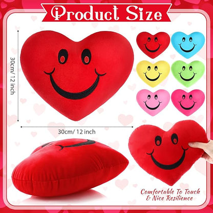 Novabright 6 Pcs Valentines Day Heart Pillows 12", Love Heart Shaped Pillow Plush Throw Pillow, Cute Colourful Pillows for Gifts Valentines Day Living Room Bedroom Decor