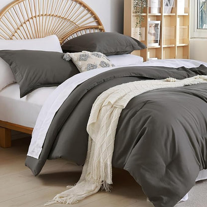 weigelia Dark Grey Comforter Set King Size Grey Comforter with 2 Pillowcases 7 Pieces Gray King Comforter Bedding Set for Women and Men Microfiber Bed Comforter Set Soft All Season