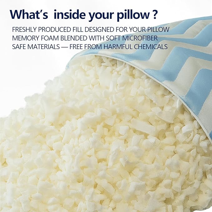 Dreamara Cooling Bed Pillows Queen Size Set of 2 – Adjustable Loft Shredded Memory Foam Pillows for Side, Back & Stomach Sleepers, Supportive & Breathable for Hot Sleepers (Blue)