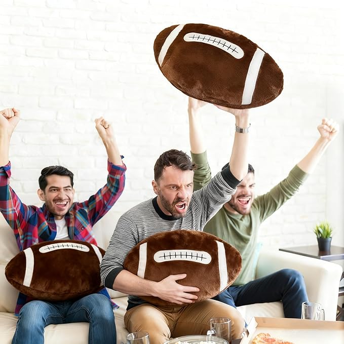 Football Pillow, 2 Pcs Soft Football Plush Throw Pillows, Cute Football Party Decorations Fluffy Sports Pillows for Bedroom Decor Valentines Day Gifts (20In)