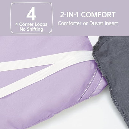 MUXHOMO King Size Comforter Set, All Season Ultra Soft Down Alternative Bedding - 3 Piece Lightweight Bed Set Includes 1 Comforter (104"x90") and 2 Pillow Shams (20"x36"), Crystal Purple