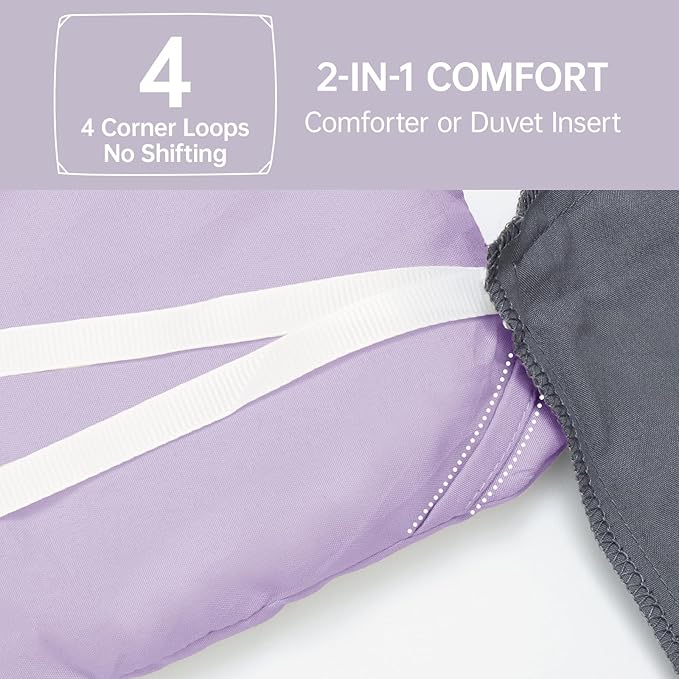 MUXHOMO Full Comforter Sets, All Season Ultra Soft Down Alternative Bedding - 3 Piece Lightweight Bed Set Includes 1 Comforter (82"x86") and 2 Pillow Shams (20"x26"), Crystal Purple