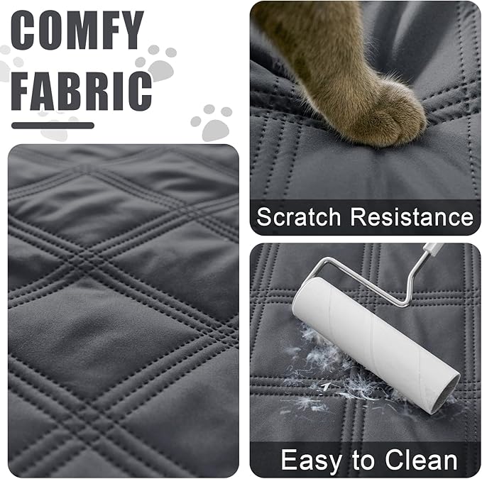 Smiry Waterproof Dog Bed Cover Blanket 40x70, Soft Reversible Pet Blanket, Washable Leakproof Cats Dogs Couch Cover for Sofa, Couch, Furniture, Dark Grey/Beige