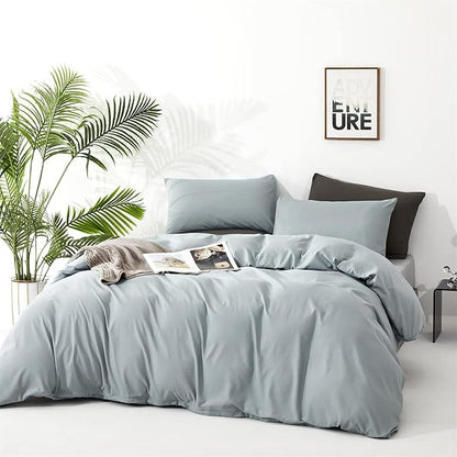 CLOTHKNOW Light Blue Full Size Comforter Sets Blue Bedding Comforter Sets Soft All Season Comforter with 2 Pillow Cases Women Men Bedding