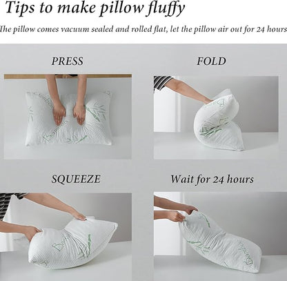 Shredded Memory Foam Pillows Set of 1, Cooling Zippered Breathable Memory Foam Bed Pillow for Sleeping 1 Pack, Queen Size Firm Pillow Gel for Neck Support, Hotel Quality Rest Pillow 20" x 30" Queen