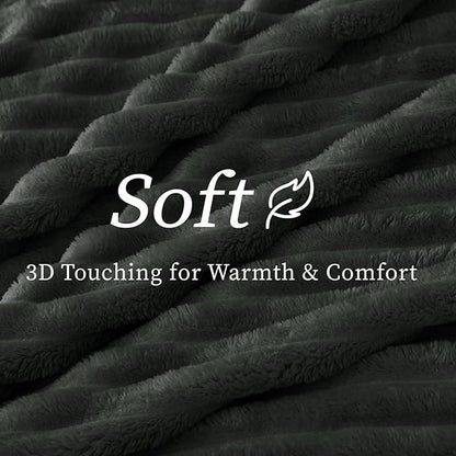 BEDELITE Twin Blanket for Couch & Bed, 300GSM Soft & Warm Fleece Blanket, Decorative and Giftable Striped Charcoal Grey Blankets for Women, Men, 60"x80"