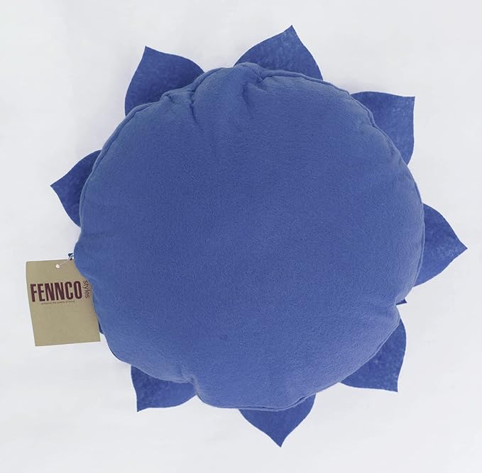 Fennco Styles Handmade 3D Heart-Shaped Petals Flower Decorative Filled Throw Pillow 13" Round - Navy Blue Floral Pillow for Couch, Home Décor and Holiday, Housewarming Gift