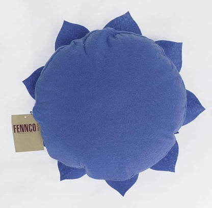 Fennco Styles Handmade 3D Heart-Shaped Petals Flower Decorative Filled Throw Pillow 13" Round - Navy Blue Floral Pillow for Couch, Home Décor and Holiday, Housewarming Gift