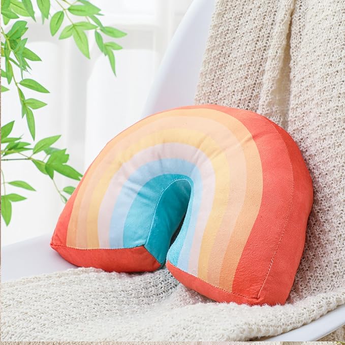 Chunful Rainbow Pillow for Girls Kids 13.8 x 8.7 x 4 Inch Plush Cute Rainbow Throw Pillow Arch Shaped Cushion Stuffed Decoration for Bed Chair Room Home Decor Easter Day(Neutral Bohemian,2 Pcs)