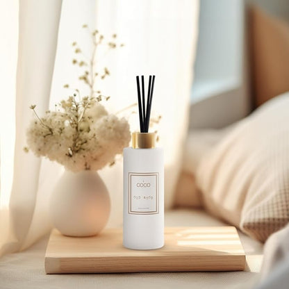 COCO by Stone 5oz Reed Diffuser (Oud Wood) – Luxury Scented Oil Diffuser for Home Aromatherapy, Long-Lasting Vegan Fragrance, Elegant Home Décor and Air Freshener