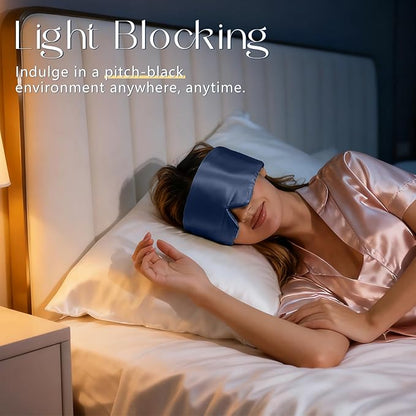 ZIMASILK 100% 22 Momme Mulberry Silk Sleep Mask - Full Silk Filled, Ultra-Soft & Breathable, Face-Hugging Blackout Eye Cover for Sleeping (Navy Blue)