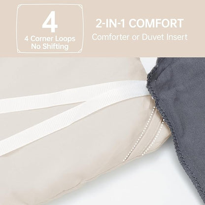 MUXHOMO Beige Oversized King Comforter Sets, All Season Ultra Soft Down Alternative Bedding - 3 Piece Lightweight Bed Set Includes 1 Comforter (120"x98") and 2 Pillow Shams (20"x36")
