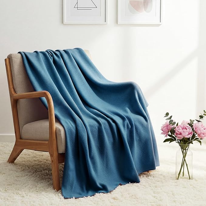 Kinlop Fleece Blanket Bulk 60 x 50 Inch Soft Lightweight Fleece Cozy Blanket Warm Throw Plush Pet Throw for Bed Couch Sofa Home Office Wedding Gifts Travel Camping(Dark Blue)