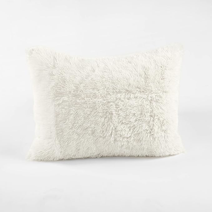 Lush Decor Emma Faux Fur Comforter 2 Piece Set Twin XL Ivory - Dorm Bedding Twin XL Comforter - Cream Comforters - College Dorm Essentials