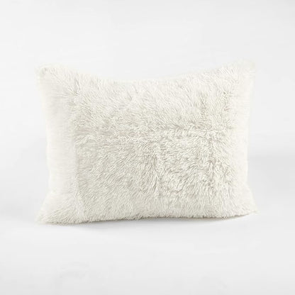 Lush Decor Emma Faux Fur Comforter 2 Piece Set Twin XL Ivory - Dorm Bedding Twin XL Comforter - Cream Comforters - College Dorm Essentials