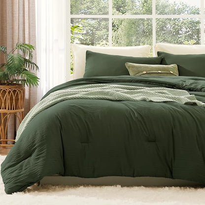 WRENSONGE Queen Comforter Set - 3 Pieces Prewashed Deep Forest Comforter Soft Lightweight for All Seasons,Down Alternative Comforters Queen Size with 2 Pillow Shams