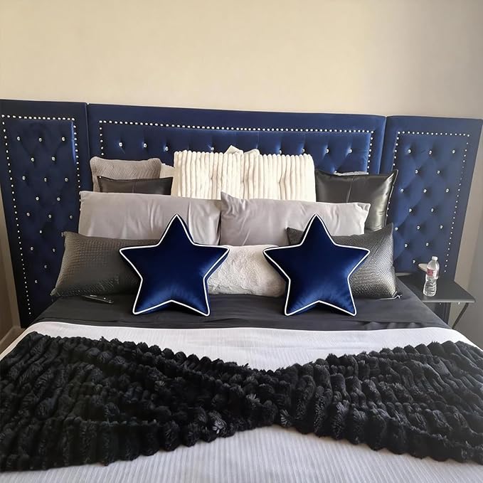 Star Pillow - Bedroom Décor Throw Pillows Navy Blue Decorative Pillow for Bed Couch