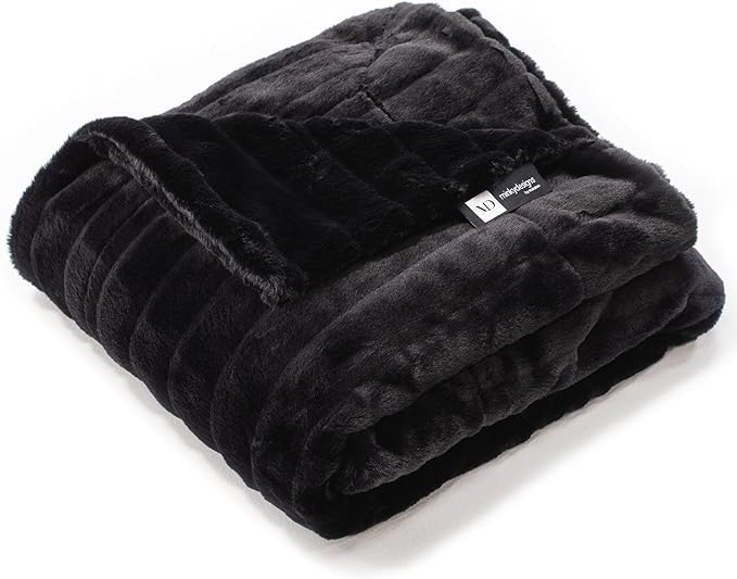 Minky Designs Jaguar Black Minky Blanket – Ultra Soft Faux Fur Throw Blanket for Couch, Bed & Home – Fluffy, Warm & Luxurious – Posh Collection (Medium, 50x60)