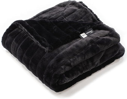 Minky Designs Jaguar Black Minky Blanket – Ultra Soft Faux Fur Throw Blanket for Couch, Bed & Home – Fluffy, Warm & Luxurious – Posh Collection (Medium, 50x60)