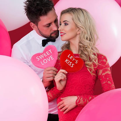 Kathfly 16 Pcs Valentine's Day Conversation Heart Plush Throw Pillows Candy Plush Conversation Hearts Valentines Stuffed Throw Pillow Decoration for Wedding Holiday Party Favors(White, Pink, Red)