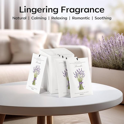 MYARO 12 Pack Lavender Scented Sachets | Odor Eliminator & Air Freshener for Drawer, Closet, Car, Shoes, Gym Bag, Suitcase | Home Fragrance Gift Set