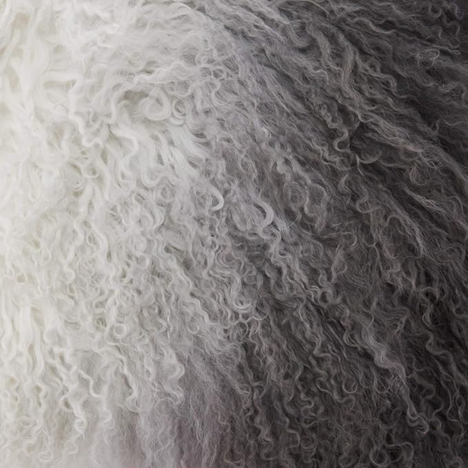 SARO LIFESTYLE Ombre Mongolian Lamb Fur Poly Filled Throw Pillow