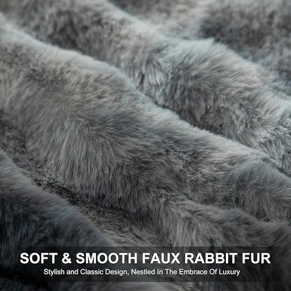 Faux Fur Electric Throw Blanket for Couch - 50"X60" Bubble Faux Fur Heated Blanket Fluffy Fuzzy Soft Thick with 6 Fast Heating Levels & 4 hrs Timer Settings, Washable & ETL Certified, Tie-Dye Blue