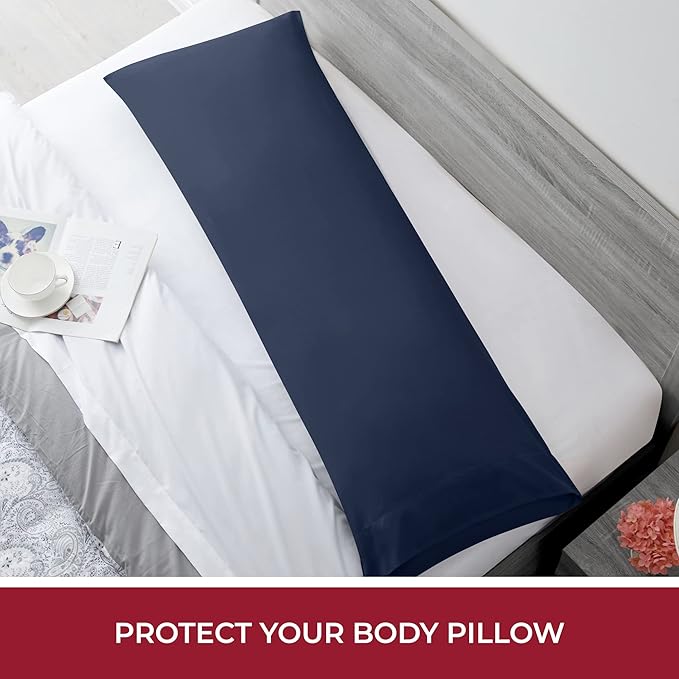 Mellanni Pillow Case - 1 PC Iconic Collection Pillowcases - Hotel Luxury, Extra Soft, Cooling Pillow Cover - Envelope Closure - Wrinkle, Fade, Stain Resistant (Body 20" x 54", Navy Blue)